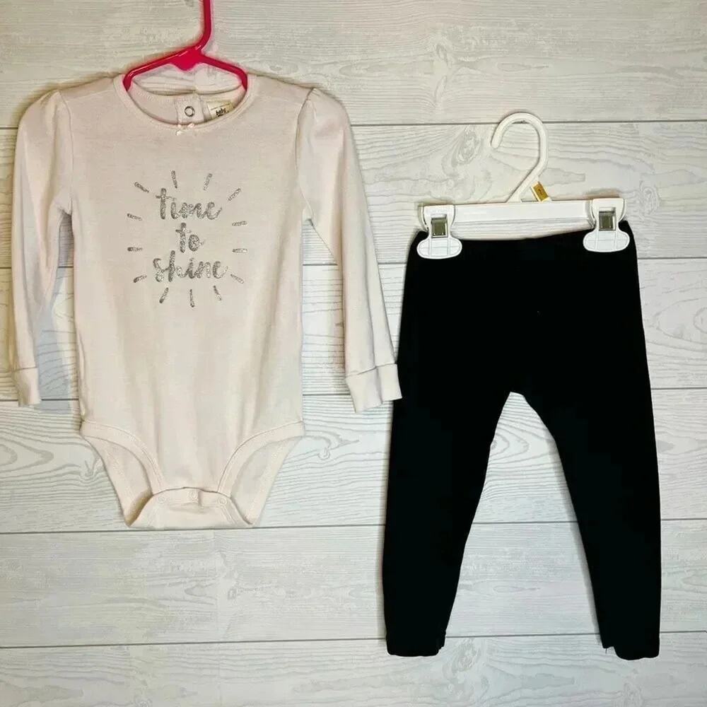 Baby B’Gosh long sleeve Onesie/Carter’s black leggings baby girl Size 24 months